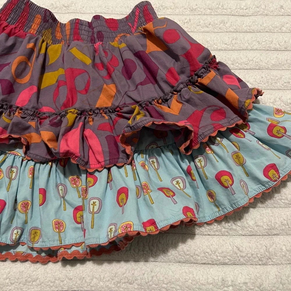 Matilda Jane Character Counts Girls Tiered Ruffle Skirt Size 6 Multi Color Tree